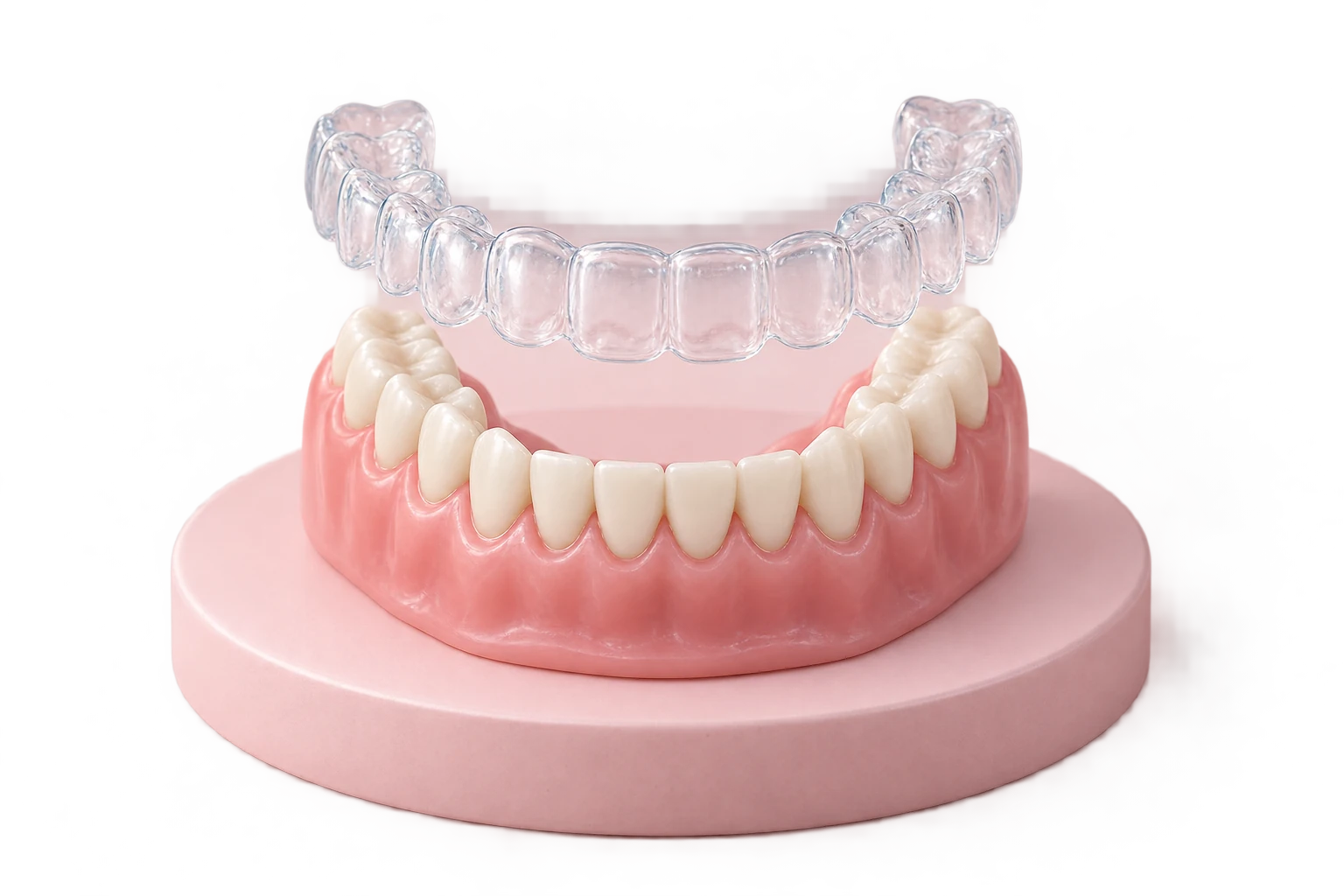 Illustration of clear aligners using a dental model