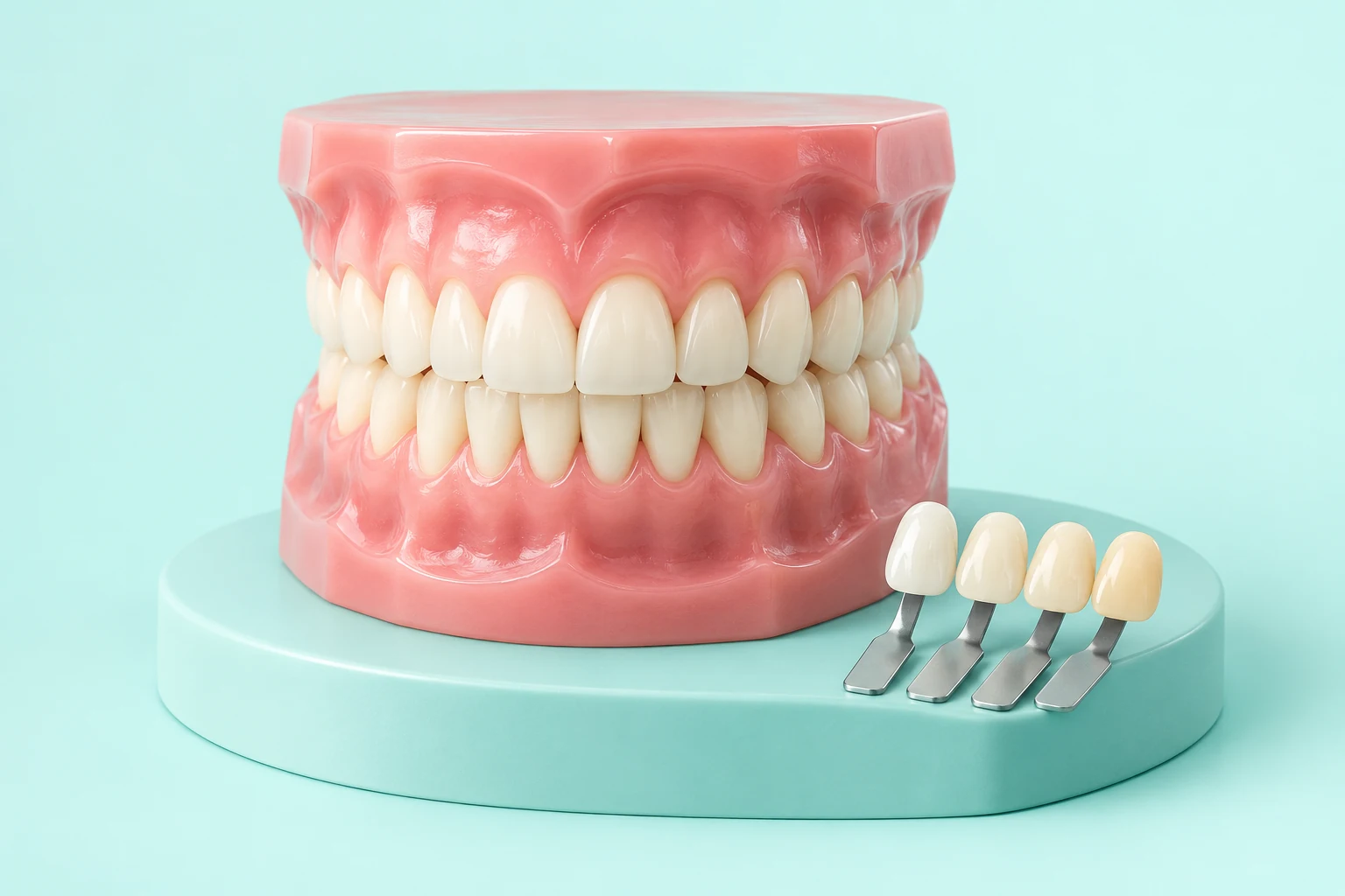 Illustration of smile design using a dental model